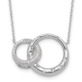 Sterling SilverRhodium-Rhodium-Plated CZ Interlocking Circles w/1.75in ext Necklace